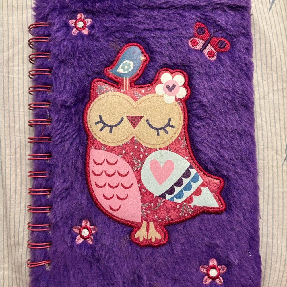 Purple Owl Plush Notebook